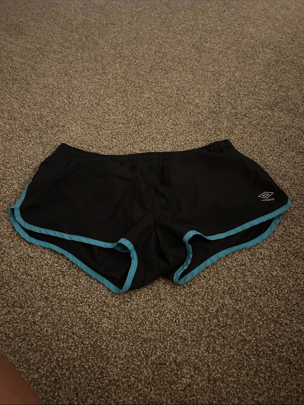 Umbro Black Shorts with Teal Edge Trim
